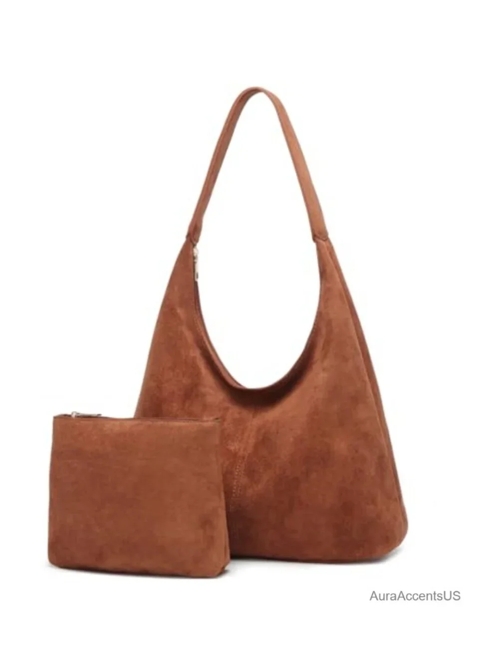 Slouchy Faux Suede Hobo Bag for Women Large Shoulder Tote Purse with Pouch